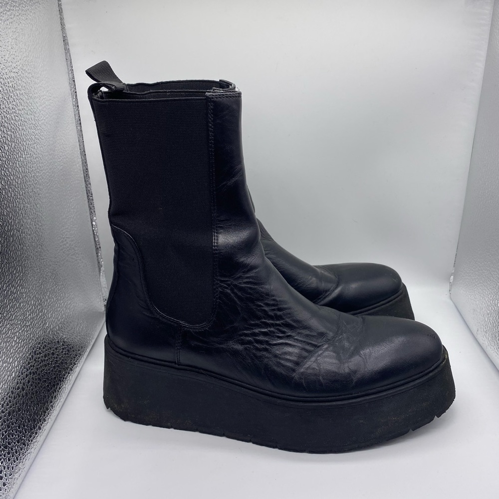 Zara Black Platform Chelsea Boot Size 39
